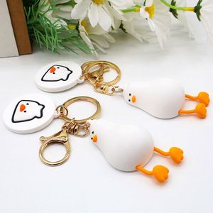 Nouveau design, porte-clés mignon en PVC en forme de canard de dessin animé, adorable figurine de canard, breloque de sac personnalisable, cadeau pour femmes et filles - Product Image 1