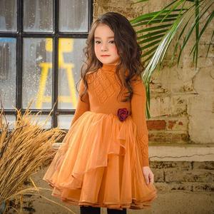 Winter Girls Knit Dress Cute Baby Long Sleeve Mesh Dress Toddler Lace Flower <strong>Princess</strong> <strong>Clothes</strong> - Product Image 5