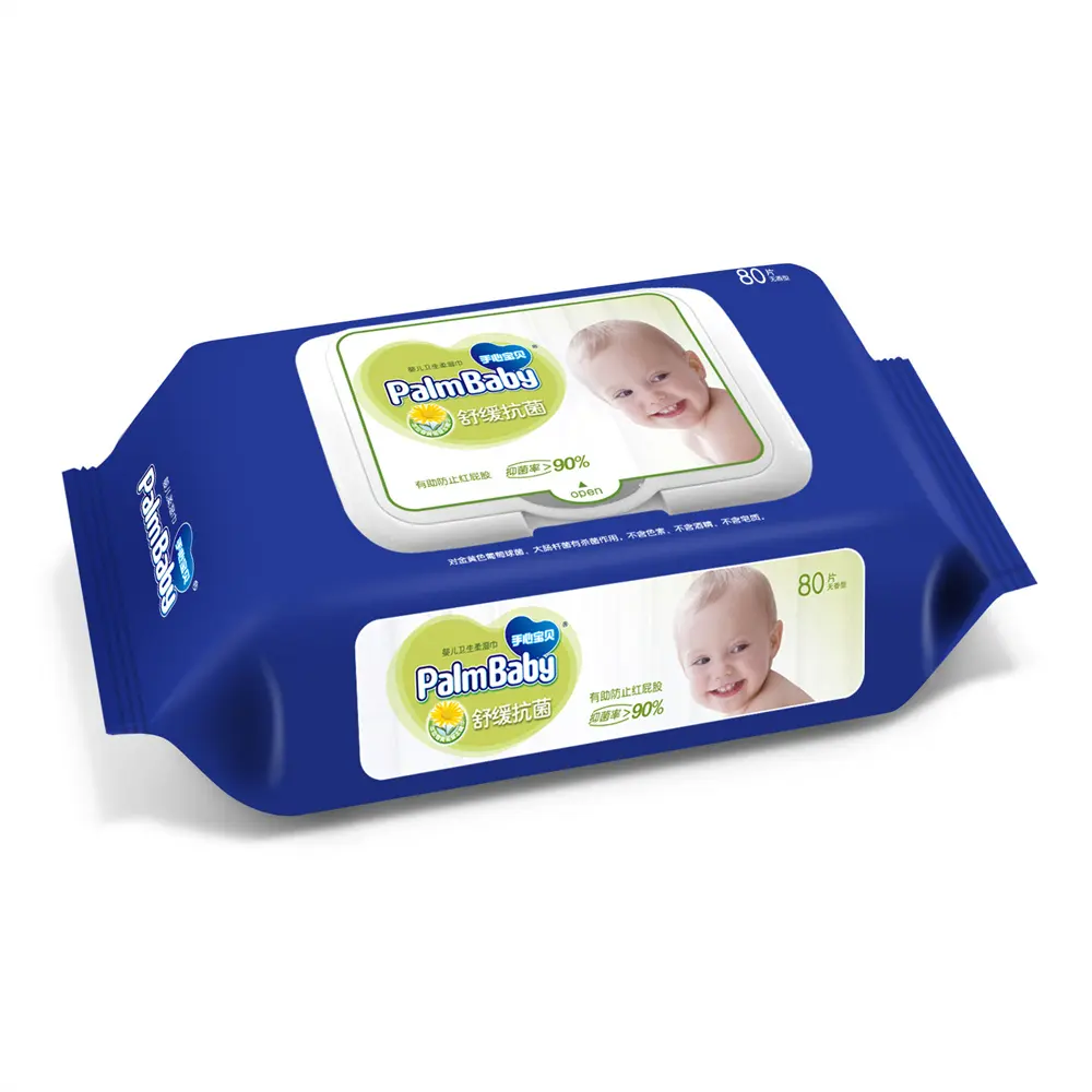 Private Label Aangepaste Verpakking Katoen Wit Goedkope Ongeparfumeerde Aangepaste Aloë Vera Water Baby Nat Doekje In Bluk 80 Stuks