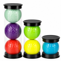 Balles de golf colorées, lot de 3, avec étui de présentation transparent, assortiment multicolore, logo personnalisé, vente en gros, OEM, fournisseur d'usine en vrac