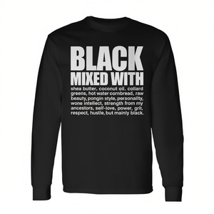 Camiseta negra de manga larga con mezcla de manteca de karité Afro para el Mes de la Historia Negra - Product Image 2