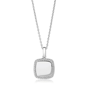 Collana <span class=keywords><strong>con</strong></span> Ciondolo Quadrato Personalizzabile in Acciaio Inox Placcato Oro 18K <span class=keywords><strong>con</strong></span> Zirconi, Regalo di Natale per Donne - Product Image 2