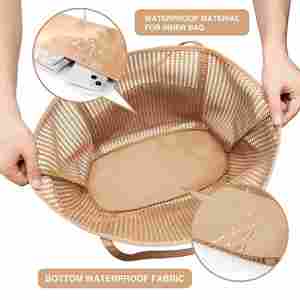 Custom Embroidery Logo Rattan Mesh Beach Bag Handmade Crochet Straw Tote Bag Women - Product Image 6