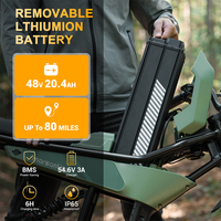 Vélo électrique à gros pneus, style rétro, longue autonomie, batterie lithium amovible 48V, stock US.