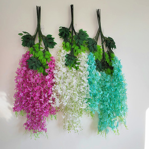 Guirlandes artificielles de glycine en plastique et fleurs en soie pour mariage, décoration intérieure, suspension au plafond, violet, blanc, rose, 60 cm - Product Image 3