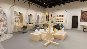 Présentoir de présentation de perruques de salon de beauté au détail armoire murale en bois personnalisée luminaires de magasin de produits capillaires - Product Image 5