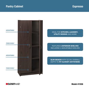Office <strong>Storage</strong> Rack Adjustable Shelves Standing Pantry Cabinet <strong>Cupboard</strong> with 2 Doors <strong>Utility</strong> Room Closet <strong>Storage</strong> - Product Image 4