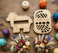 Règle de mesure en bois pour aiguilles à tricoter, jauge de tricot, forme mignonne de mouton, outil de mesure pour crochets, accessoires de tricot