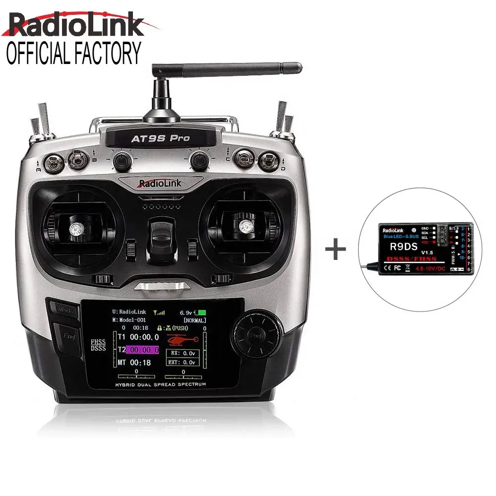 Radiolink Factories AT9S Pro10/12 Channels 2.4GHz RC Radio Transmitter and Receiver R9DS Remote Controller For FPV Racing Drone