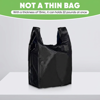 Sac en plastique noir imprimé en héliogravure, recyclable, avec poignée gilet, pour supermarchés et expositions