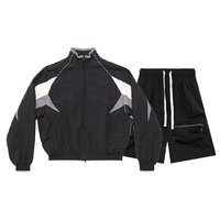 Ensemble de survêtement personnalisé avec logo, veste de jogging en nylon, chemise coupe-vent pour homme, ensemble court, vêtements de sport surdimensionnés, patchwork