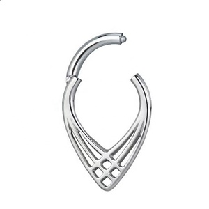 Vĩnh Cửu ASTM F136 Titanium vách ngăn Hoop mũi Nhẫn 16G phụ nữ người đàn ông đồ trang sức Teardrop hình dạng phân khúc bản lề Clicker daith xuyên - Product Image 4