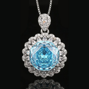 High-grade Eco-friendly Copper Wholesale Jewelry <b>Set</b> Rose Cut 14-10mm Sea Blue Cubic Zirconia Fashion Bulk Jewelry <b>Set</b> - Product Image 5