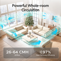 Système de ventilation à récupération de chaleur mural sans conduit pour pièce individuelle HRV 2024, récupération d'air frais, récupérateur de chaleur avec bypass
