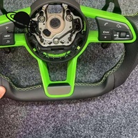 Volant sport en cuir personnalisé vert OLIVER Fitment FactoryAudi R8 à fond plat, style sport, 3 branches, logo RS