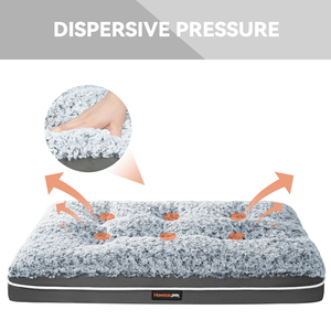 Gray Plush Dog <b>Bed</b> Rectangle Pet Mat Memory Foam Cushion Washable Removable Cover Anti-Slip Indoor Sleeping <b>Pad</b> - Product Image 4
