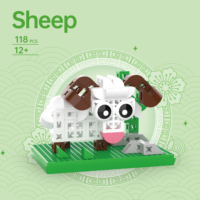 Juego de bloques de construcción de ovejas personalizadas OEM de PUNGROW para niños, bloques para mascotas, serie bonita, Material ABS, juguete, ladrillos de animales ensamblados en 3D
