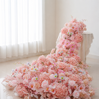 Fleurs en soie rose en cascade, centre de table élégant et moderne, arrangement floral de mariage, détachable, vente en gros, design personnalisé