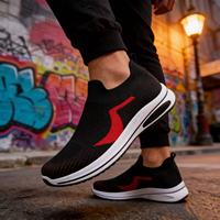 Chaussures de marche décontractées noires à rayures pour hommes, grande taille 48, jetables, en maille respirante, à enfiler, ultralégères et élastiques, pour l'automne, l'été et le printemps