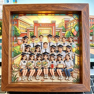 Album photo 3D gaufré fait main, personnalisé avec portraits, base en bois encadrée, art mural décoratif pour dropshipping - Product Image 3