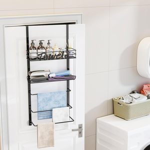 Custom 5-Tier Wall Mounted Steel <b>Towel</b> <b>Rack</b> <b>Over</b> <b>Door</b> Storage Organizer with Metal Shelf for Bathroom - Product Image 5