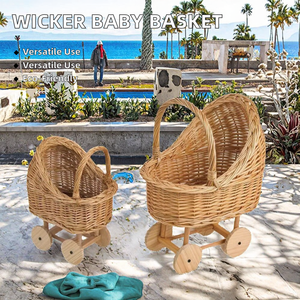 Cesto Portaoggetti Ecologico Multifunzione in <span class=keywords><strong>Vimini</strong></span> Naturale <span class=keywords><strong>per</strong></span> Passeggino con Design Floreale, Accessorio <span class=keywords><strong>per</strong></span> Fotografia e <span class=keywords><strong>Giocattoli</strong></span> - Product Image 3