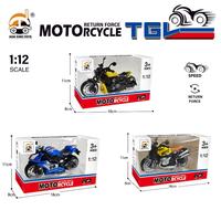 HTL 1:12 Moto miniature en alliage à rétrofriction avec lumières et sons, jouet en métal moulé sous pression pour garçons