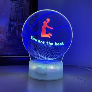 Акриловый 3D светодиодный ночник, креативная лампа с узорами и лазерной гравировкой, меняющая цвет RGB, Оптическая иллюзия