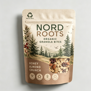 Custom Printed Recyclable Matte Finish With Window Resealable Zipper Stand Up Pouch For Oats <b>Nuts</b> Snack Powder Packaging Bag - Product Image 2
