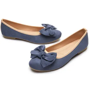 Green Women Classy Fashion Sponge Bow-Knot Ballet Flats Round Toe Daily Cozy Comfort Slip On Flat Shoes Office Dress Shoes