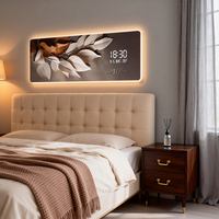 Jam Dinding LED Gaya Art Deco Modern, Seni Dinding Kreatif dengan Pelat Kristal Karbon, Lukisan Dekorasi Latar Belakang Ruang Tamu