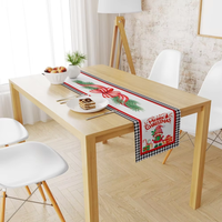 Nouvelle cheminée de table de Noël écologique et créative, imprimée de dessins animés, en lin à carreaux rouges et noirs, 180*33cm