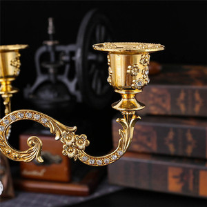 Candélabre européen à 5 têtes en verre et métal doré, motif fleur <span class=keywords><strong>de</strong></span> cerisier en relief, pour centre <span class=keywords><strong>de</strong></span> <span class=keywords><strong>table</strong></span> <span class=keywords><strong>de</strong></span> <span class=keywords><strong>mariage</strong></span> ou décoration intérieure - Product Image 5