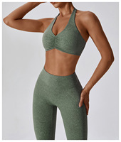 Vêtements actifs entraînement imprimé conception Yoga col en v licou cou soutien-gorge Leggings ensembles Fitness Yoga soutien-gorge Leggings ensembles pour les femmes