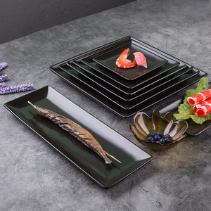 Assiette <span class=keywords><strong>rectangulaire</strong></span> carrée en céramique noire de 5/6.5/7.5/8.5/9/9/11/13 pouces ensemble de <span class=keywords><strong>vaisselle</strong></span> écologique de nourriture occidentale pour steak de boeuf - Product Image 4