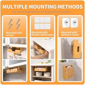 رف منظم أطباق خيزران عالي الجودة لأطباق 8-10 بوصة تحت أرفف الخزانة موزع للمنزل - Product Image 5