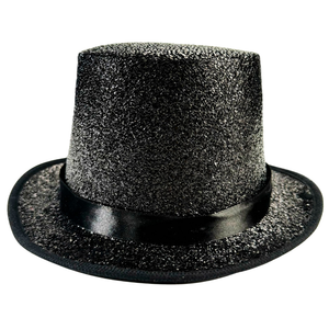 Sombrero de copa plateado con banda de satén, sombrero de fiesta unisex para actuaciones en escenarios de festivales - Product Image 6