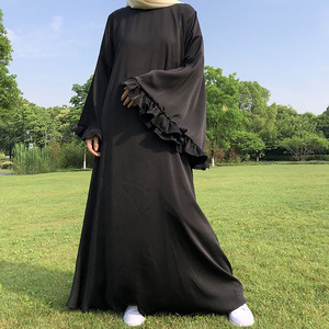 Abaya modeste avec manches à volants, ceinture à poche, robe musulmane fluide à manches évasées, Dubai EID, vêtements islamiques pour femmes - Product Image 2