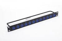 Rack de jonction en aluminium XLR 1U12 positions pour console audio et table de mixage, avec câble de liaison pour haut-parleur à quatre conducteurs et prise carrée de 1 mètre Ohm