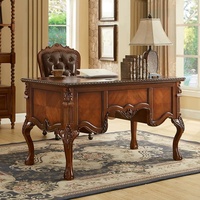Bureau de direction en bois massif de style américain, grand bureau de patron, table d'écriture européenne, bureau de calligraphie, ensemble bureau et chaise