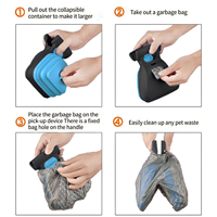Ramasse-crottes pliable portable pour chien avec sacs offerts, nettoyeur de déchets pour animaux de compagnie sans contact et mains libres en plastique pour la marche en extérieur, les voyages et la randonnée