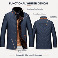 Veste d'hiver matelassée pour homme, manteau chaud rembourré avec col en fausse fourrure amovible, style décontracté chic, vente en gros, stock disponible, vêtements d'extérieur