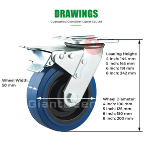 Rolamentos duplos industrial, elásticos azuis <span class=keywords><strong>4</strong></span> polegadas 5 polegadas <span class=keywords><strong>6</strong></span> polegadas 8 polegadas rodas de borracha resistentes com fechamento - Product Image 2