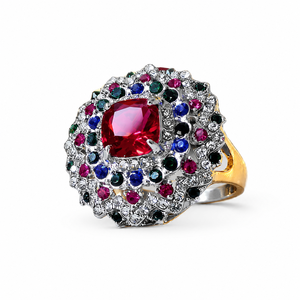 Anello da sposa con gemma rossa stellata per la notte di Natale, gioielli alla moda colorati per donna - Product Image 1