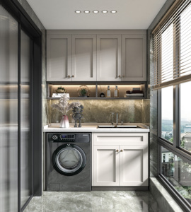 <span class=keywords><strong>Meuble</strong></span> <span class=keywords><strong>de</strong></span> balcon intégré pour buanderie, gain <span class=keywords><strong>de</strong></span> place, avec évier et emplacement pour <span class=keywords><strong>machine</strong></span> <span class=keywords><strong>à</strong></span> <span class=keywords><strong>laver</strong></span>, solutions <span class=keywords><strong>de</strong></span> rangement personnalisées en aluminium - Product Image 2