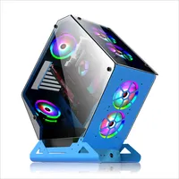 Internet café e-sports hôtel 360 refroidissement par eau bureau verre côté Transparent en forme de boîtier ordinateur hôte ATX mi tour Stock