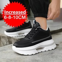 Chaussures de sport de luxe pour hommes, rehaussantes invisibles de 6, 8, 10 cm, pour un effet de taille plus grande, blanches à semelle épaisse