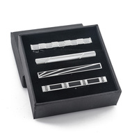 Épingle à cravate en cuivre blanc, 4 pièces, prêt à l'emploi, ensemble de pinces de barre, avec boîte-cadeau, bricolage