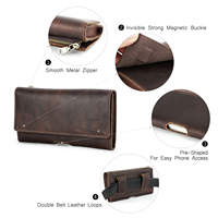 Funda Minimalista de Cuero Crazy Horse para Teléfono, Bolsa de Cinturón para Smartphone de 6.7 Pulgadas, para Senderismo, Ciclismo, Equitación, Deportes al Aire Libre, Cartera para Teléfono
