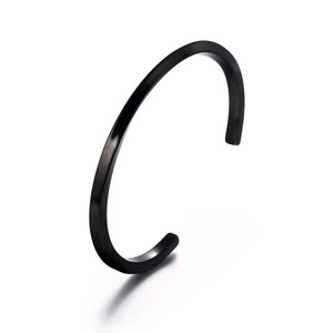 Minimalist Fashion Glossy <b>Cuff</b> <b>Bracelet</b> Zinc Alloy Black Unisex Jewelry Gift CZ046 - Product Image 1